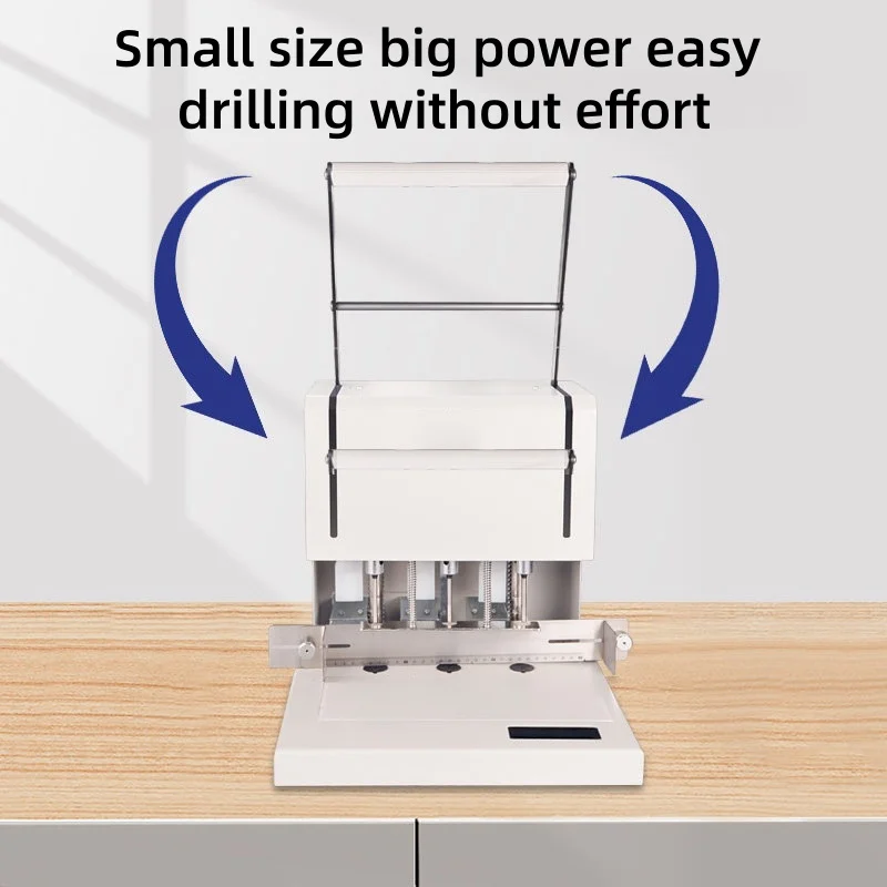 Electric 3 Hole Paper Punch Machine Heavy Duty File Drilling Machine for Personnel Archives Financial Document Punching Binding