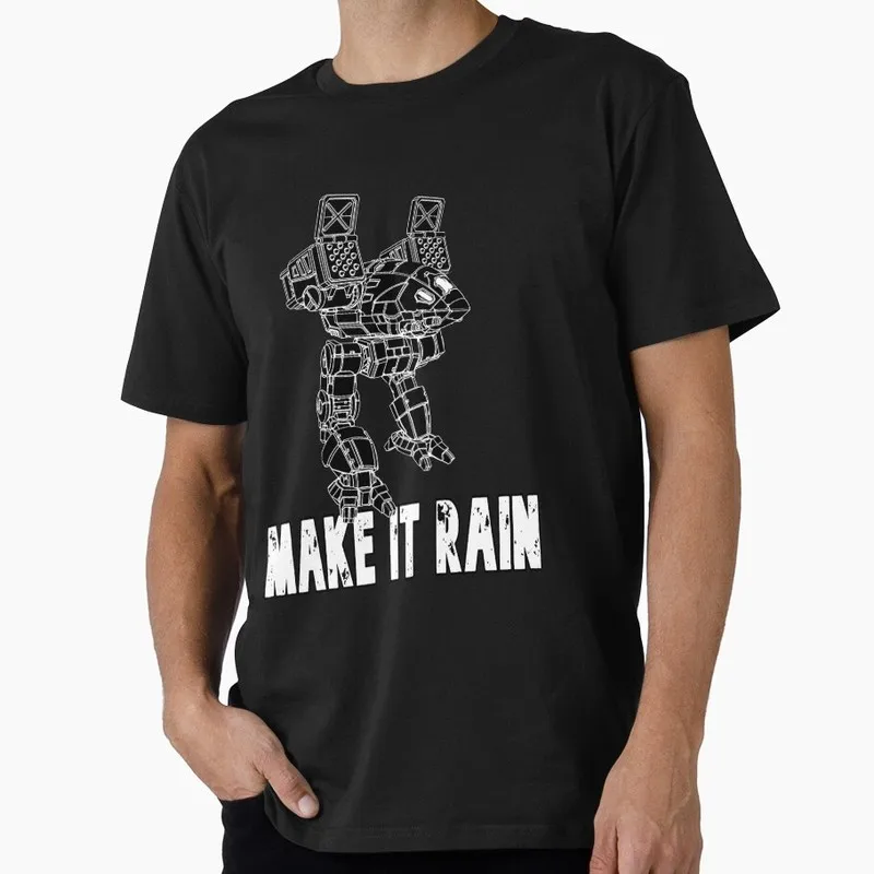 Make It Rain Battletech Mechwarrior MWO Mech Combat Gift t shirt for RPG Gamer Short sleeve Graphic Clothes All Size Tops