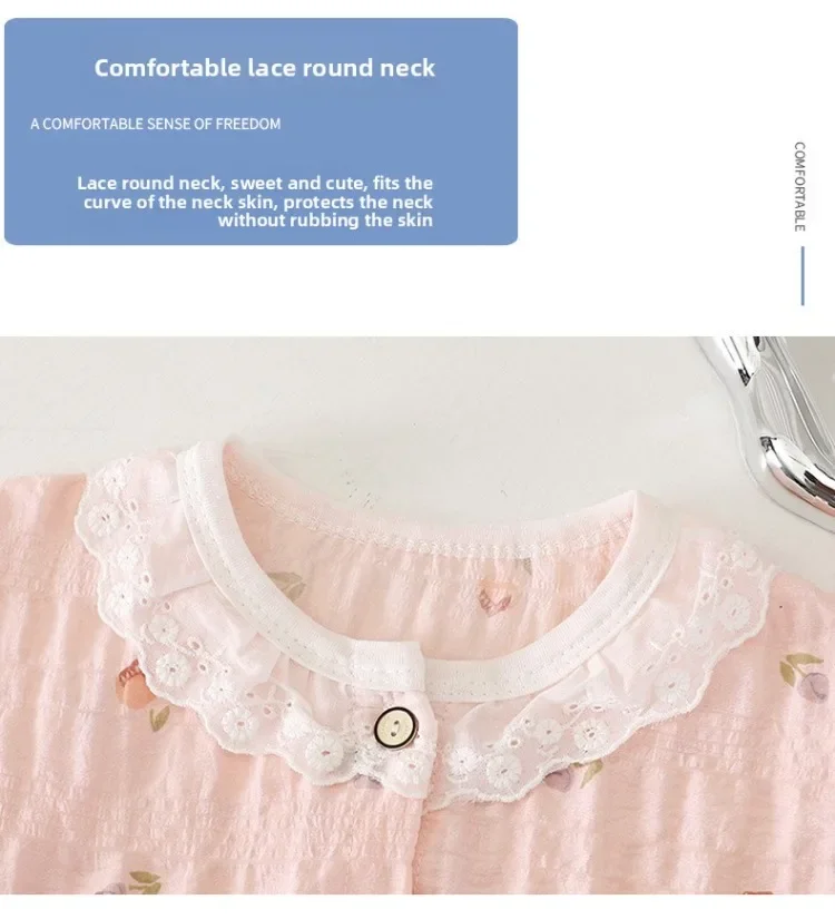 Sommer Frühling Herbst Mädchen Elegante Spitzen-Pyjama-Sets Kinder Atmungsaktive Bequeme Langarm-Hauskleidung Sets Kinder-Schlafanzüge – Detail 14