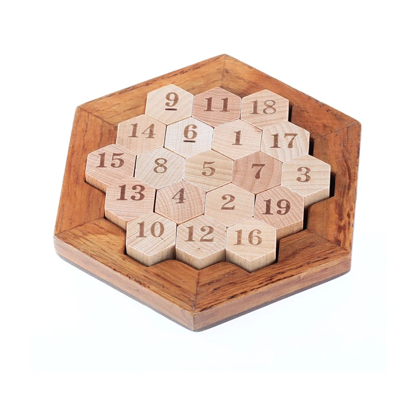 Wooden Hexagonal Puzzle Number Sudoku Board Game IQ Toys For Adults Kids Rompecabezas De Madera Educatief Speelgoed