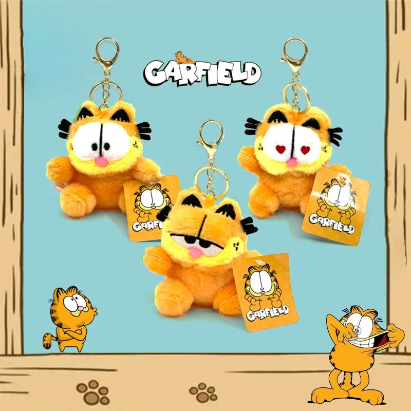 Hot 11cm Garfield Plush Key Chain Cartoon Cute Garfield Plush Toy Doll Keychain Prize Claw Handbag Pendant Kitten Pendant