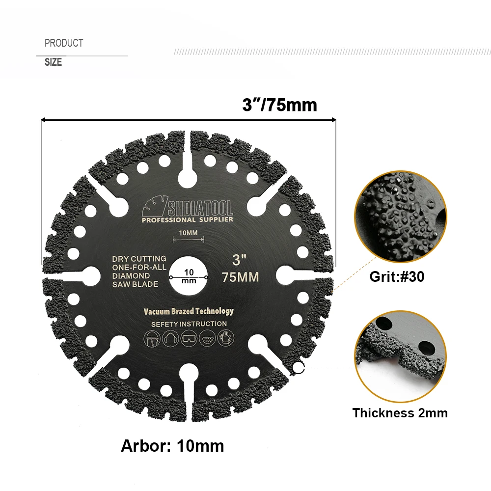 SHDIATOOL Set di 3 lame per sega diamantate Disco da taglio da 3 pollici Acciaio PVC Piastrelle in cemento Metallo Mini smerigliatrice multiuso Disco da taglio da 75 mm