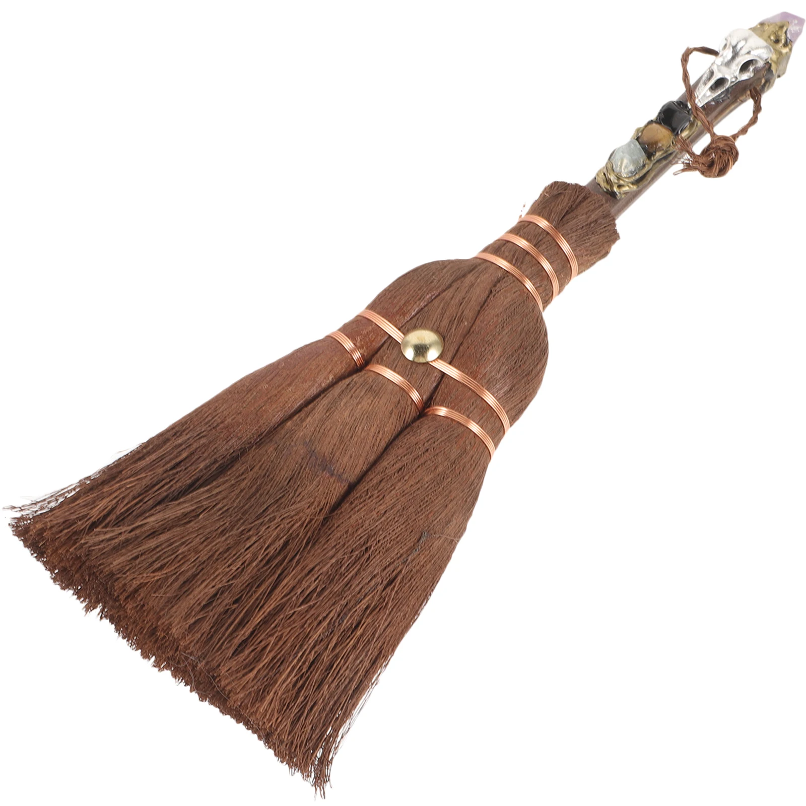 

3 Purple Sprouts Silver Witch Broom Hanging Charm Crow Halloween Decor Altar Ornament DIY Pendant