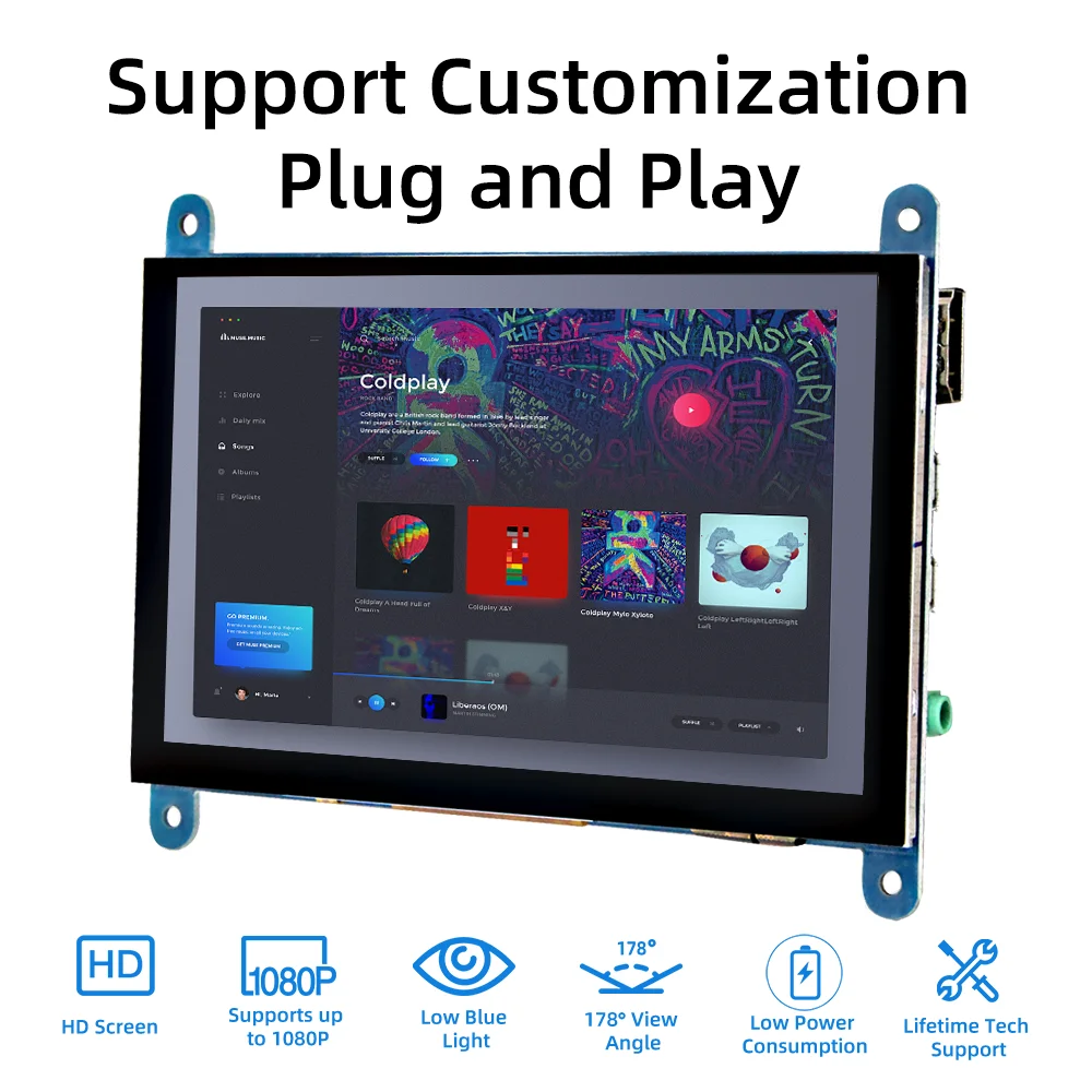 หน้าจอ LCD HDMI 5นิ้วหน้าจอสัมผัสความจุ800*480สำหรับ Raspberry Pi 5 4B 3B 3B 2B B + B 3A + A + ZERO W