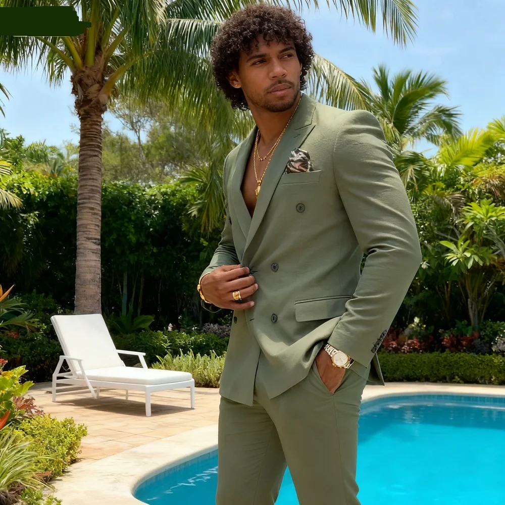 

Green Slim Fit Smoking Suit for Men Wedding Party Blazer Customizable Groomsmen Tuxedo Personalized Wedding Attire