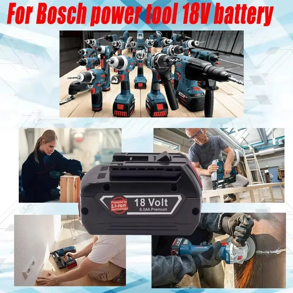 Bosch 18V lithium-ion battery 8.0Ah compatible with BAT609 610 618619, suitable for Bosch power tool battery backup power supply