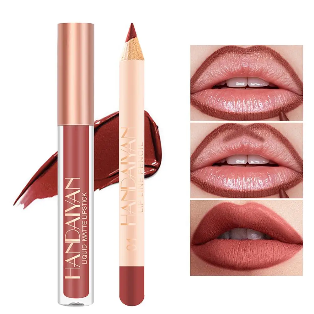 2025 NEU Matte Nude Brown Lipliner Pencil Lipsticks Red Velvet Sexy Contour Non-sticky Tool Kit Wasserdichter Lipgloss Lip Mak B4W0