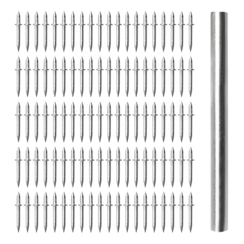 100/50Pcs Double Headed Nail Skirting Board With 1 Sleeve Rust-Proof Nails Wood No Trace Fixator Woodworking Tools ﻿