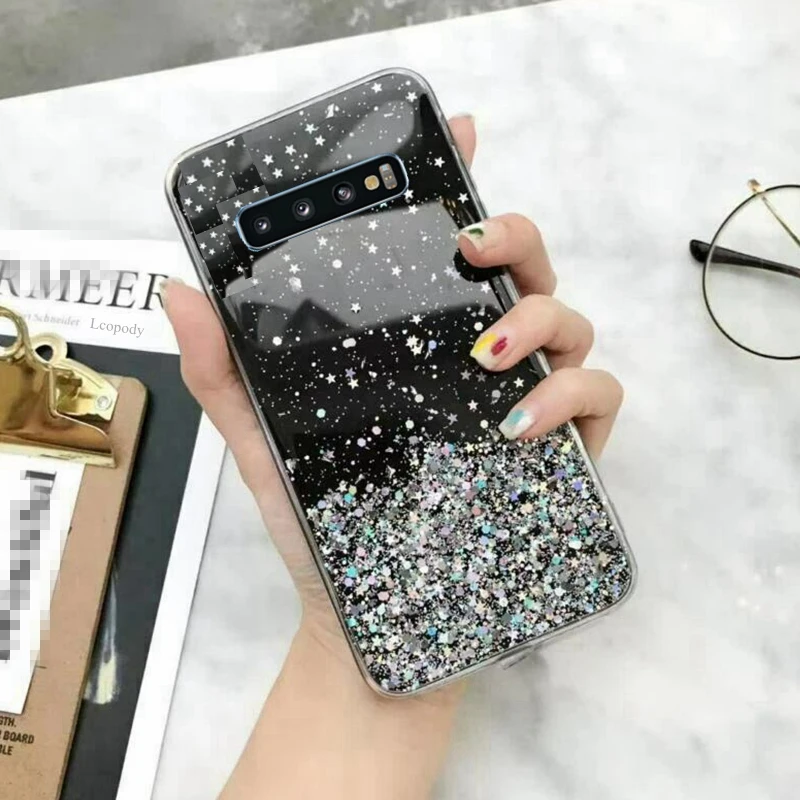 Bling Glitter Soft Phone Case For Samsung Galaxy S10 plus S 10 G975F G975F/DS Silicon Soft Back Cover For Samsung S10+ s10 +