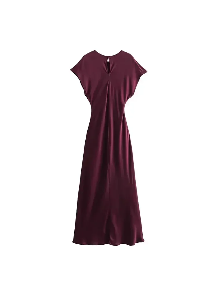Vestido Midi de satén para mujer, vestidos largos para mujer, vestidos de noche elegantes y elegantes, vestido de fiesta femenino