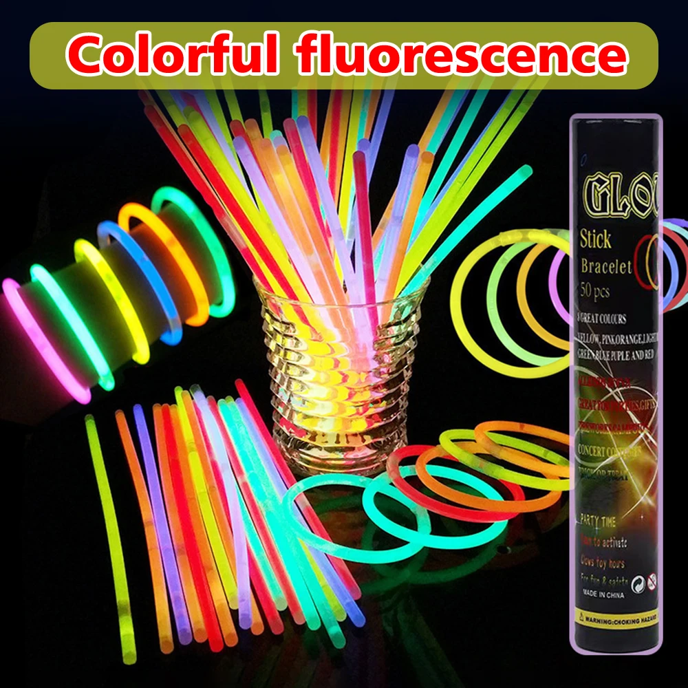 2024 New 100Pcs Party Fluorescence Light Glow Sticks Bracelets Necklaces Neon For Wedding Party Colorful Glow Stick Gifts