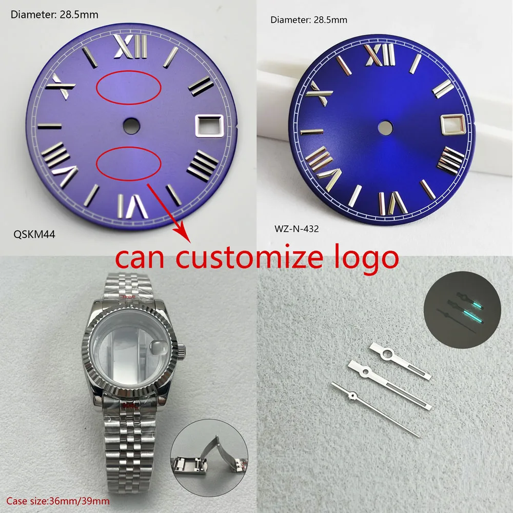 28.5mm nh35 다이얼 선버스트 로마 다이얼 nh35 date_just 케이스 로즈 골드 핏 NH35 자동 무브먼트 watchmods는 로고를 사용자 정의할 수 있습니다.