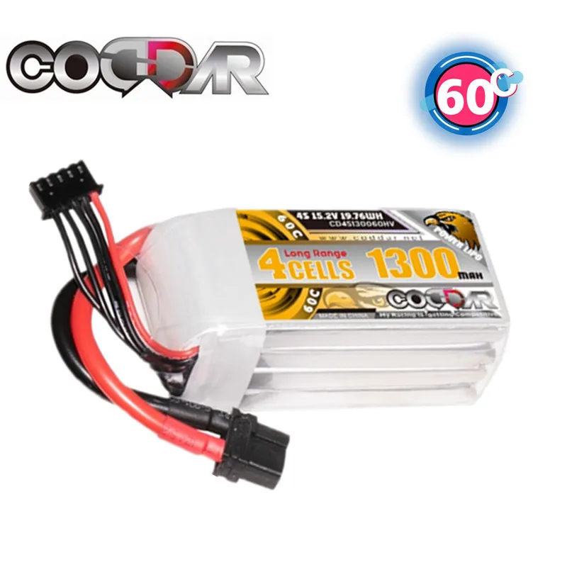 

CODDAR 4S Lipo Battery 1300mah 15.2V 60C For FPV Drone HV Batteries with XT30 XT60 T Plug for DIY RC Airplane Boat Car