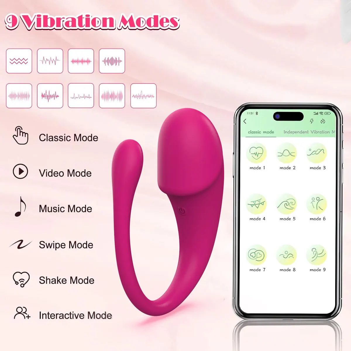 Aplicación 9 modos Control remoto portátil consolador apretado vibrador huevo vibrador punto G estimulador del clítoris pareja juguete sexual femenino