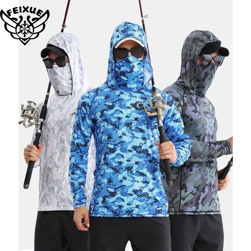

Outdoor Fishing Sunscreen Clothes Ice Feel Hooded Sunscreen Clothes UV Resistant Quick Drying Loose Coat Fishing Clothes