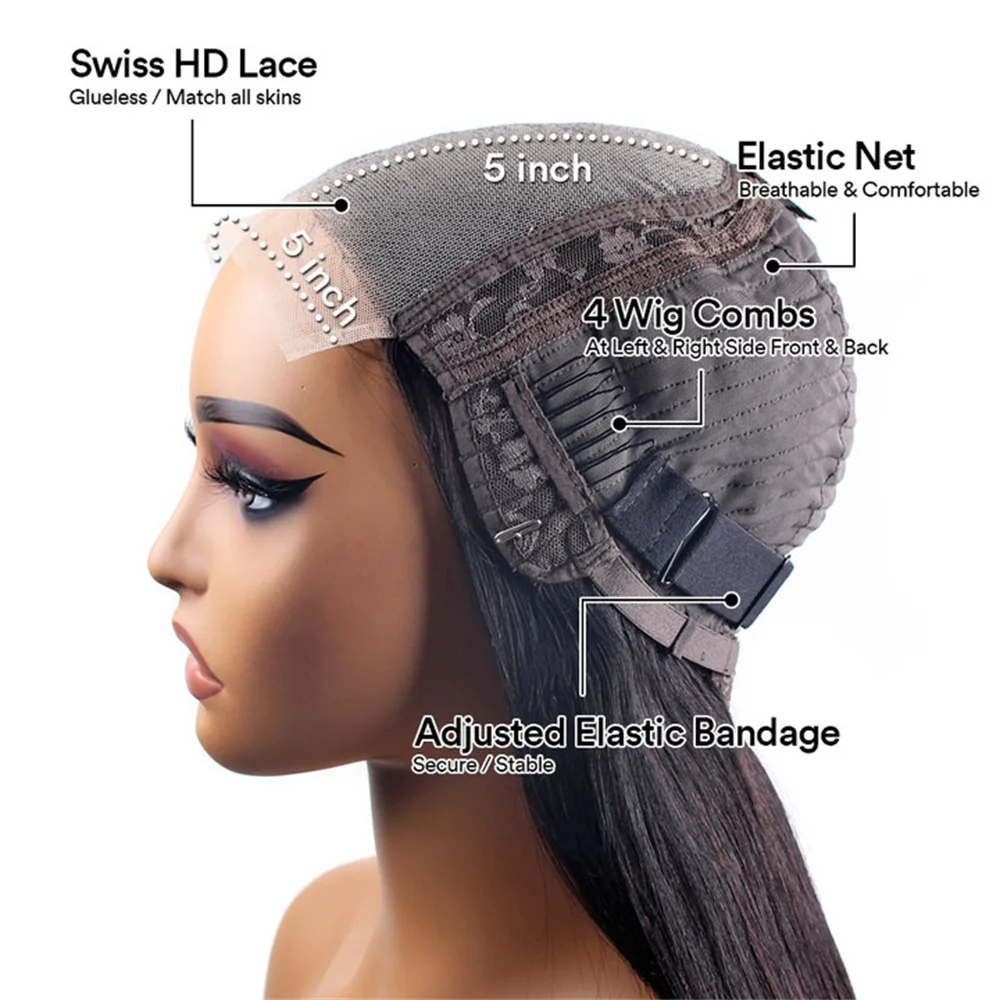 Body Wave Human Hair Wigs Glueless Lace Frontal Wigs 5X5 Hd Lace Closure Wigs Pre Cut Brazilian For Women 220 Density 30 32 Inch image 6