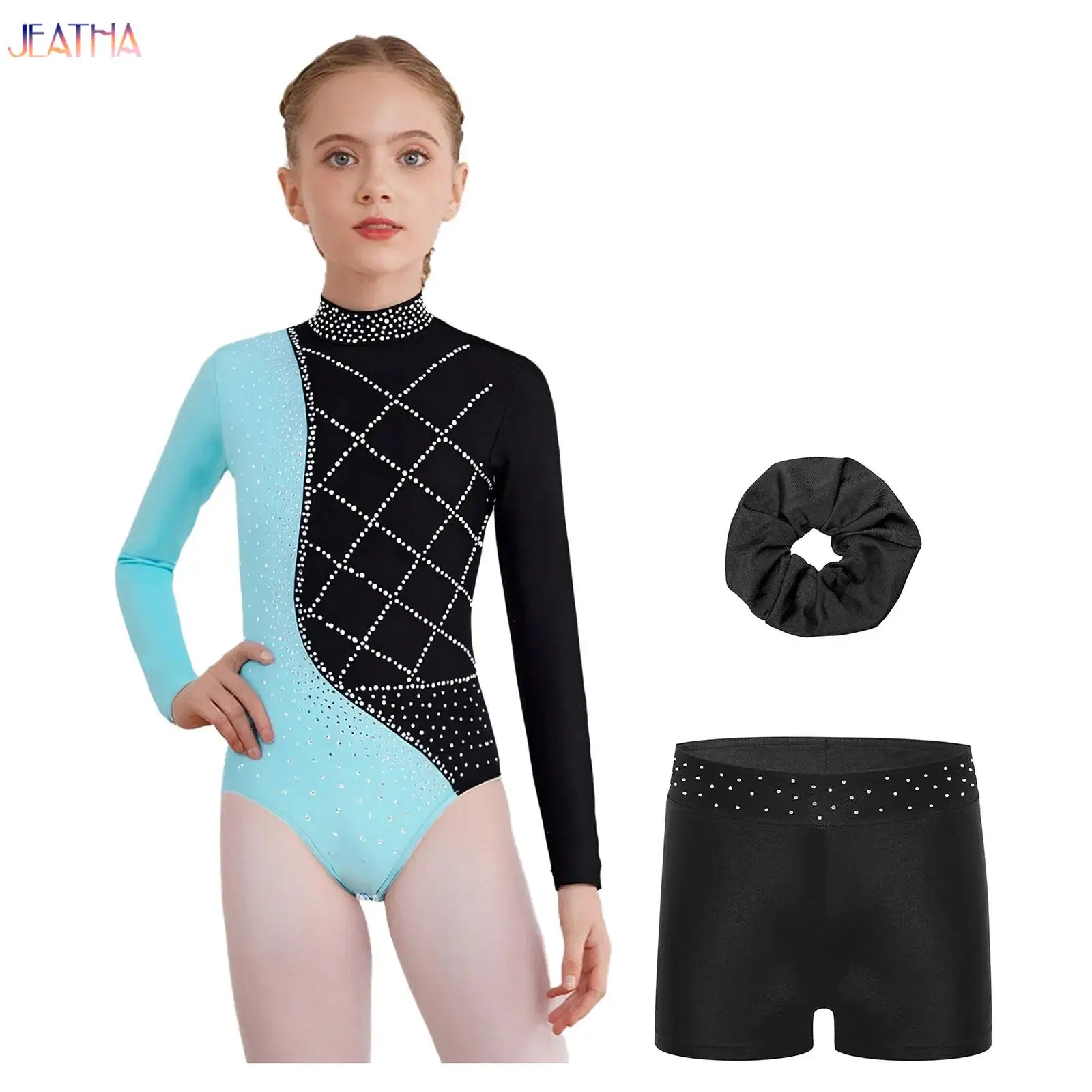 

Girls Gymnastics Leotards Toddler Sleeveless Leotards Dance Outfit with Matching Shorts Hairband for Kids