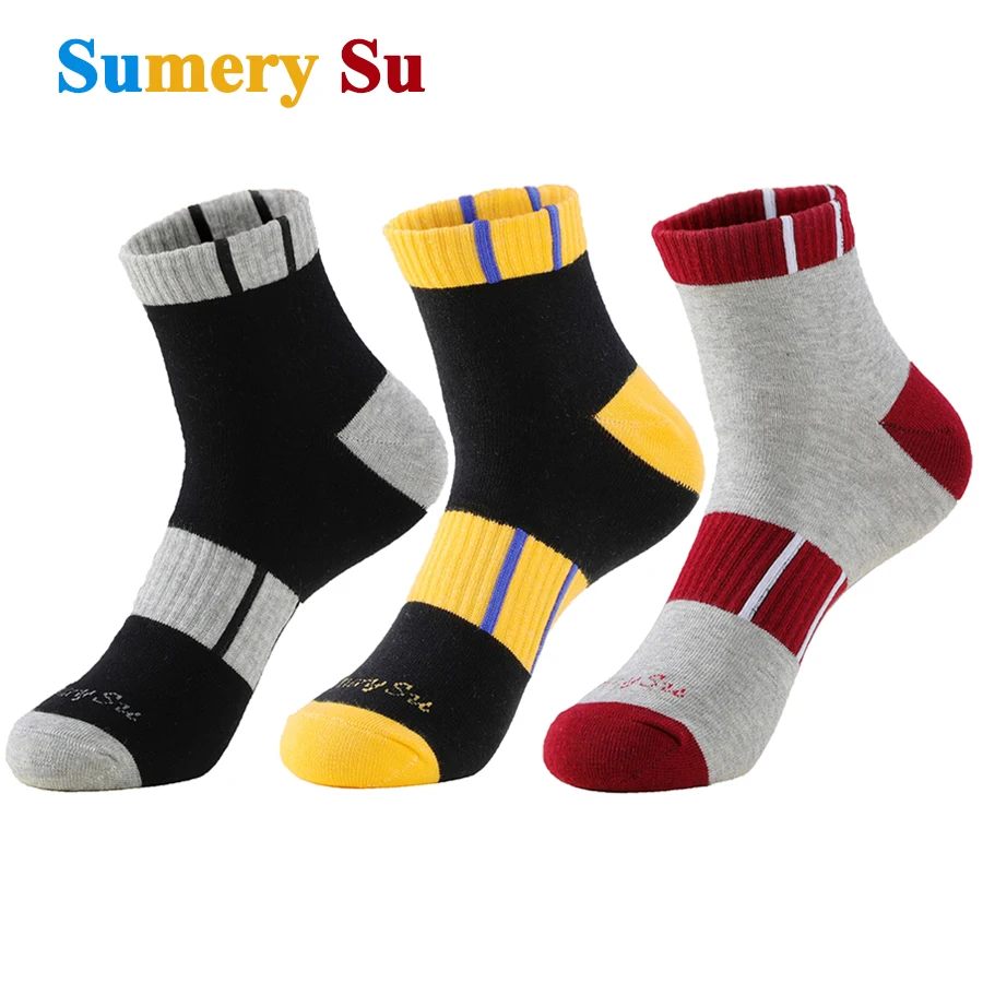 3 Pairs/Lot Sports Socks Men Short Running Athletic Outdoor Cotton Summer Casual Black Yellow Brand Design Sock Male Gifts