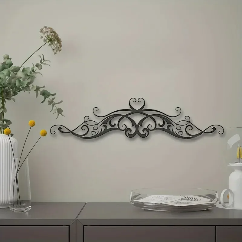 Vintage-Style Symmetrical Patterned Metal Wall Art Scroll Vine Sculptures Decorative Iron Artwork for Home Decor