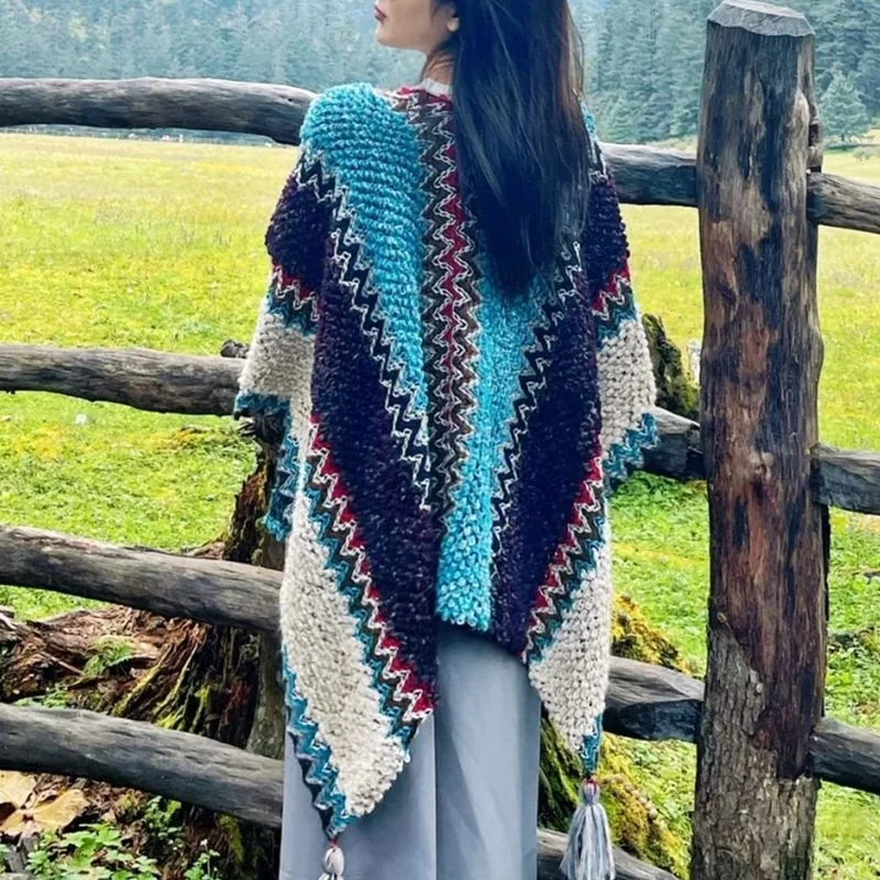 Ethnic cape Xinjiang Tibet cape with warm net red Qinghai Yunnan tourism photo cape scarf female