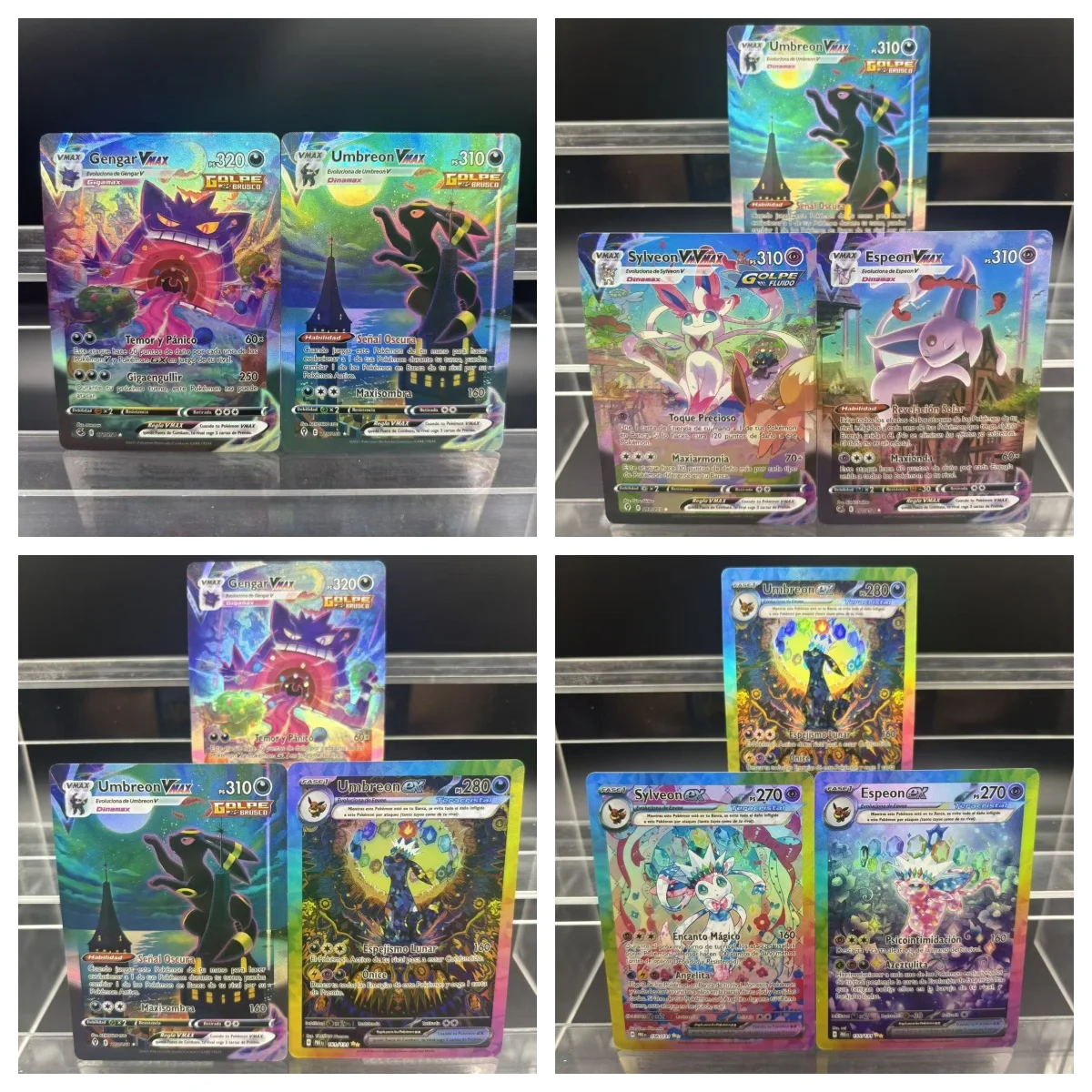 

DIY PTCG Collection Cards Spanish Umbreon Sylveon Espeon ex Self Made Single Card Classic Game Anime Card Gift Toy