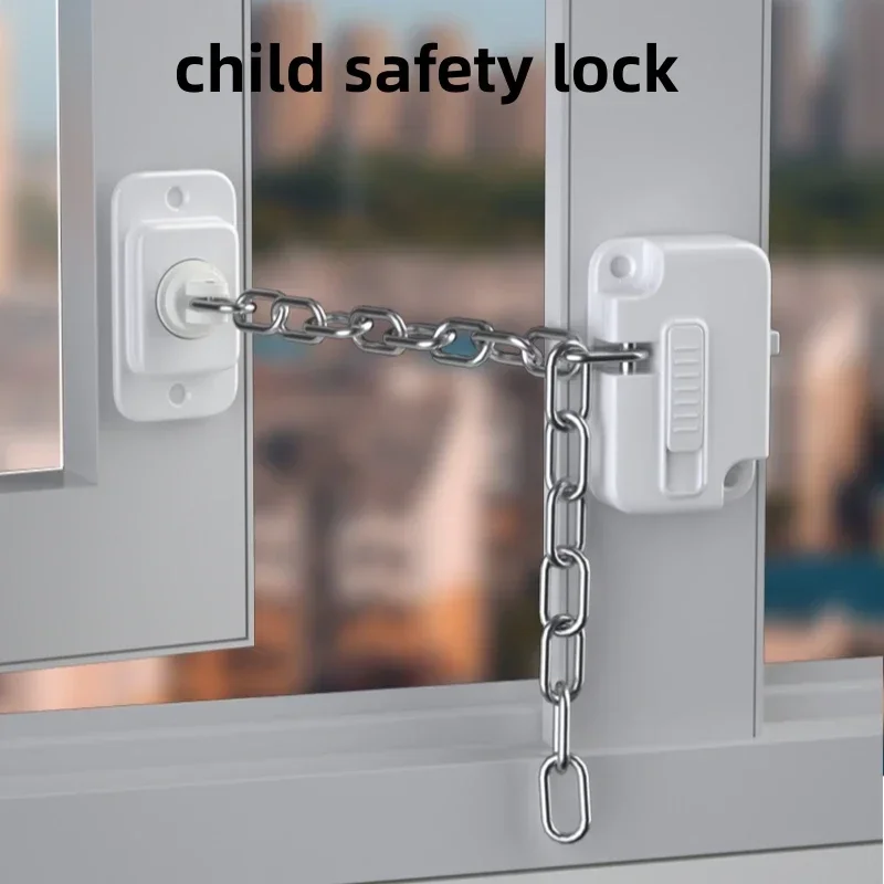 

vvocci Baby Home Window Lock ChildrenSafety Lock Strong Fixation Cabinet Refrigerator Door Lock Stainless Steel Cable Protection