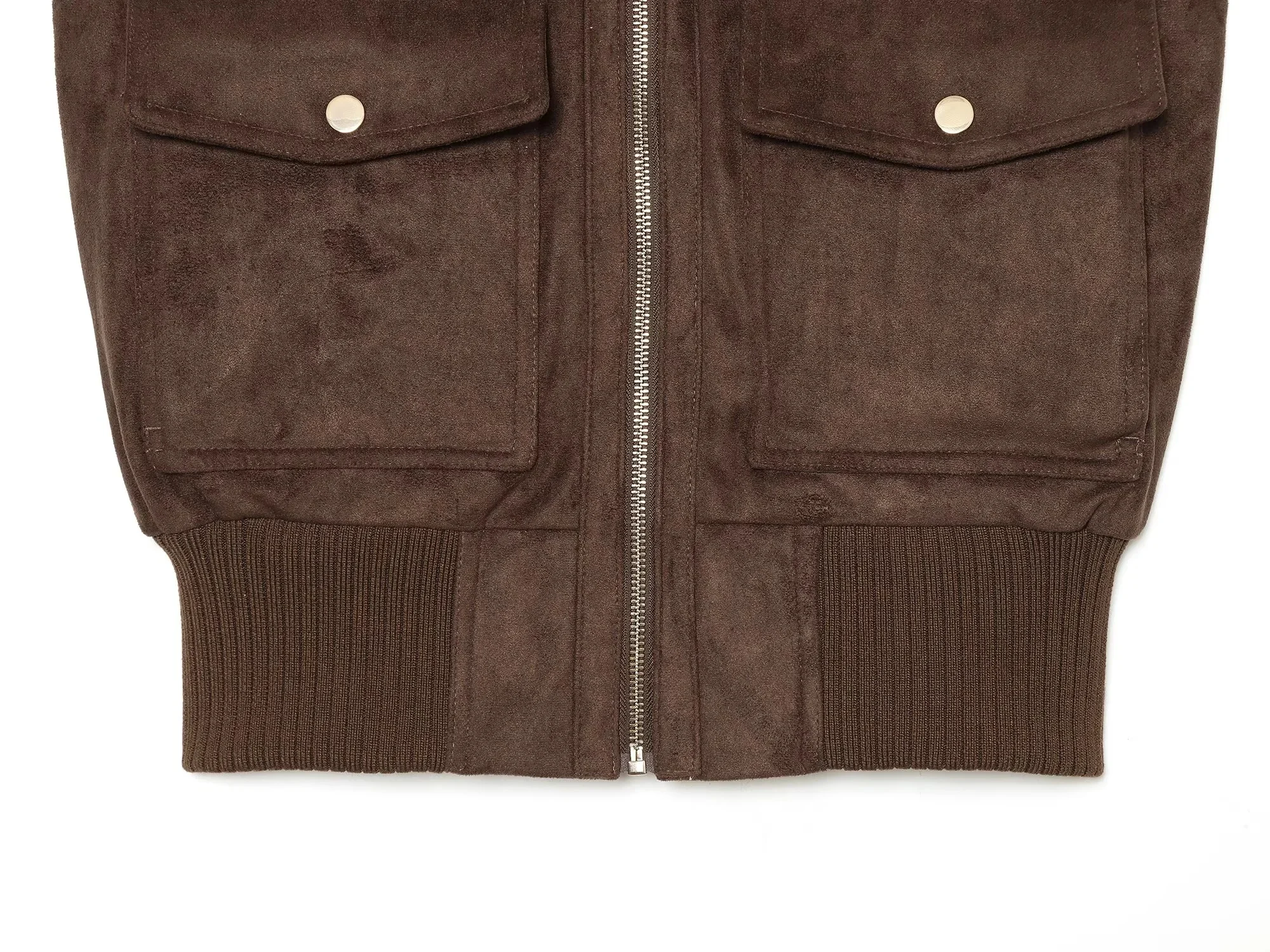 KONDALA Vintage Casual Damen Wildleder Tanktop mit Stehkragen, ärmellos, Reißverschluss-Taschen, modisches Oberteil für Herbst/Winter 2026, Urlaubstop – Detail 9
