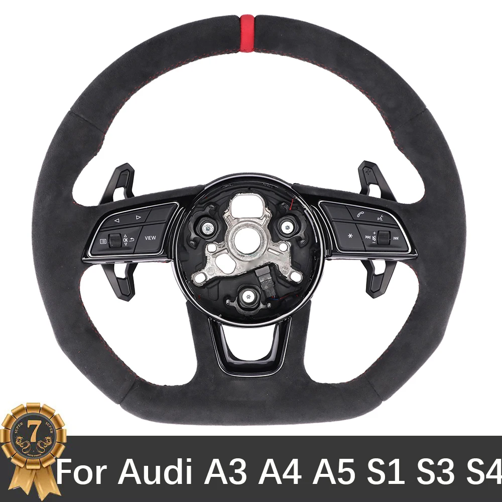 

For Audi A3 A4 A5 S1 S3 S4 S5 A6 A7 B9 S5 Customized Alcantara Leather Steering Wheel With RS Logo Accessories Attachments