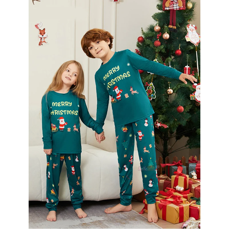 Pyjama de Noël assressentipour la famille, tenues de Noël, vêtements de nuit pour chien, look de famille, adulte, enfants, bébé, pantalon en Y, 2 pièces, 2025