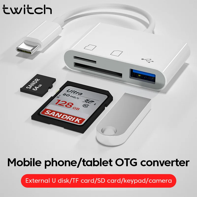 

Картридер 3-в-1 Type-C OTG: конвертер USB-C на TF/SD, адаптер для чтения карт памяти для Macbook, планшетов и мобильных телефонов