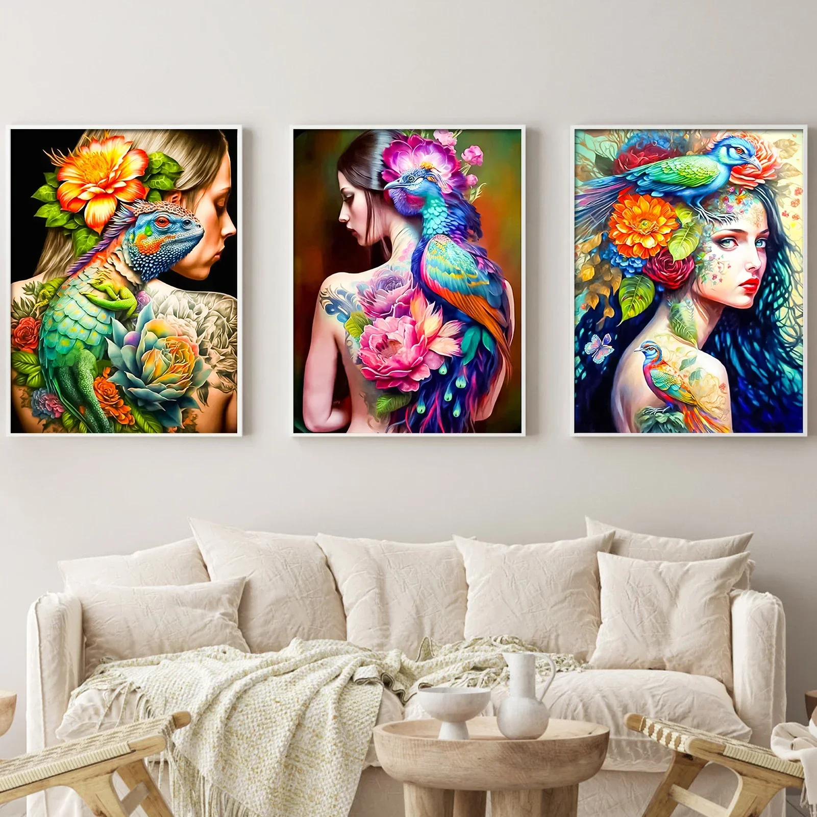 3 Pack DIY Paint By Numbers Kit for Adults Beauty Lady, Acrylic Digital Oil Painting Art on Canvas Wall Decor Gift No Frame