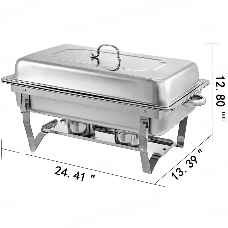 9L/8 Quart Chafing Dishes Buffet Stove Food Warmer Stainless Steel Foldable For Self-Service Restaurant Catering Parties