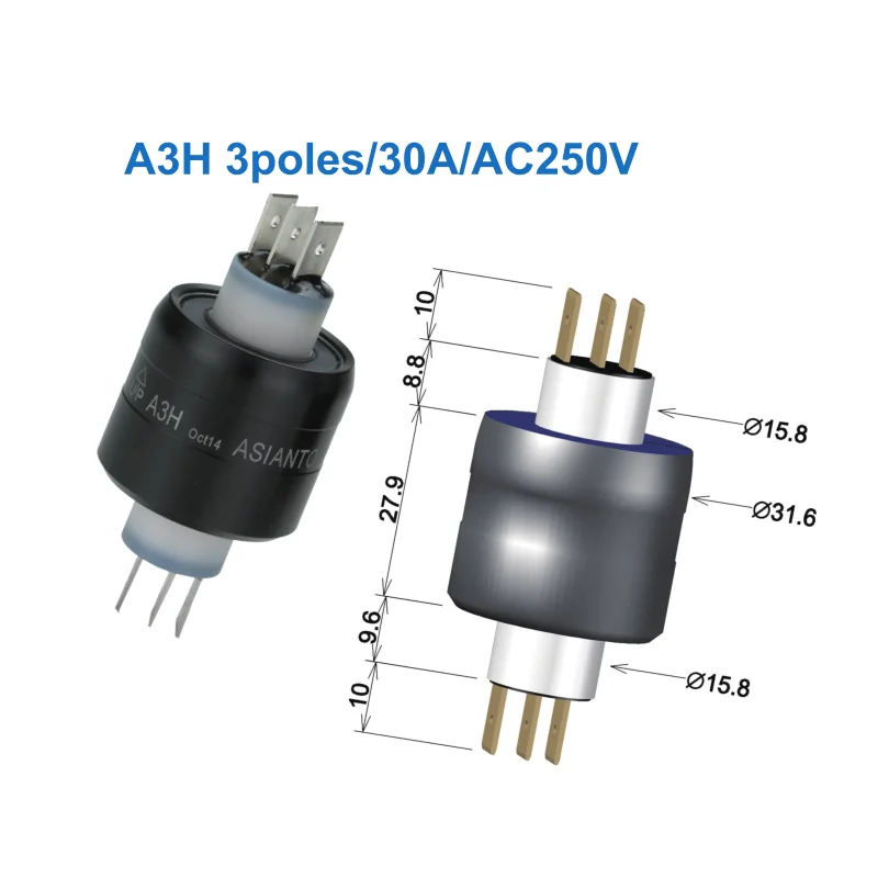 Mercury Slipring   A3H Conductive Slip Ring 3 channels 30A Collector Rotary  Ring