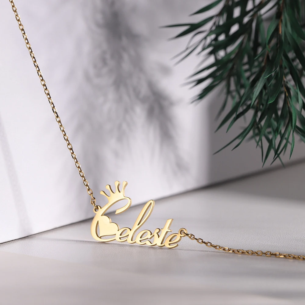 

Stainless Steel Small Crown Style Custom Name Necklace, Fashionable And Versatile Temperament Women's Necklace,Girlfriend gift.