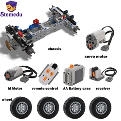 4WD Remote Control Car MOC Power Building Bricks Parts Kits DIY Toys for Kids Train Motor IR Remote Control Receiver Battery Box