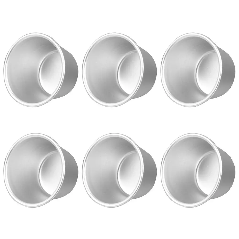 

6 Pcs Baking Mold Round Cake Pan Aluminum Alloy Non Stick Transfer Kitchen Tools Mini Pudding Mold DIY