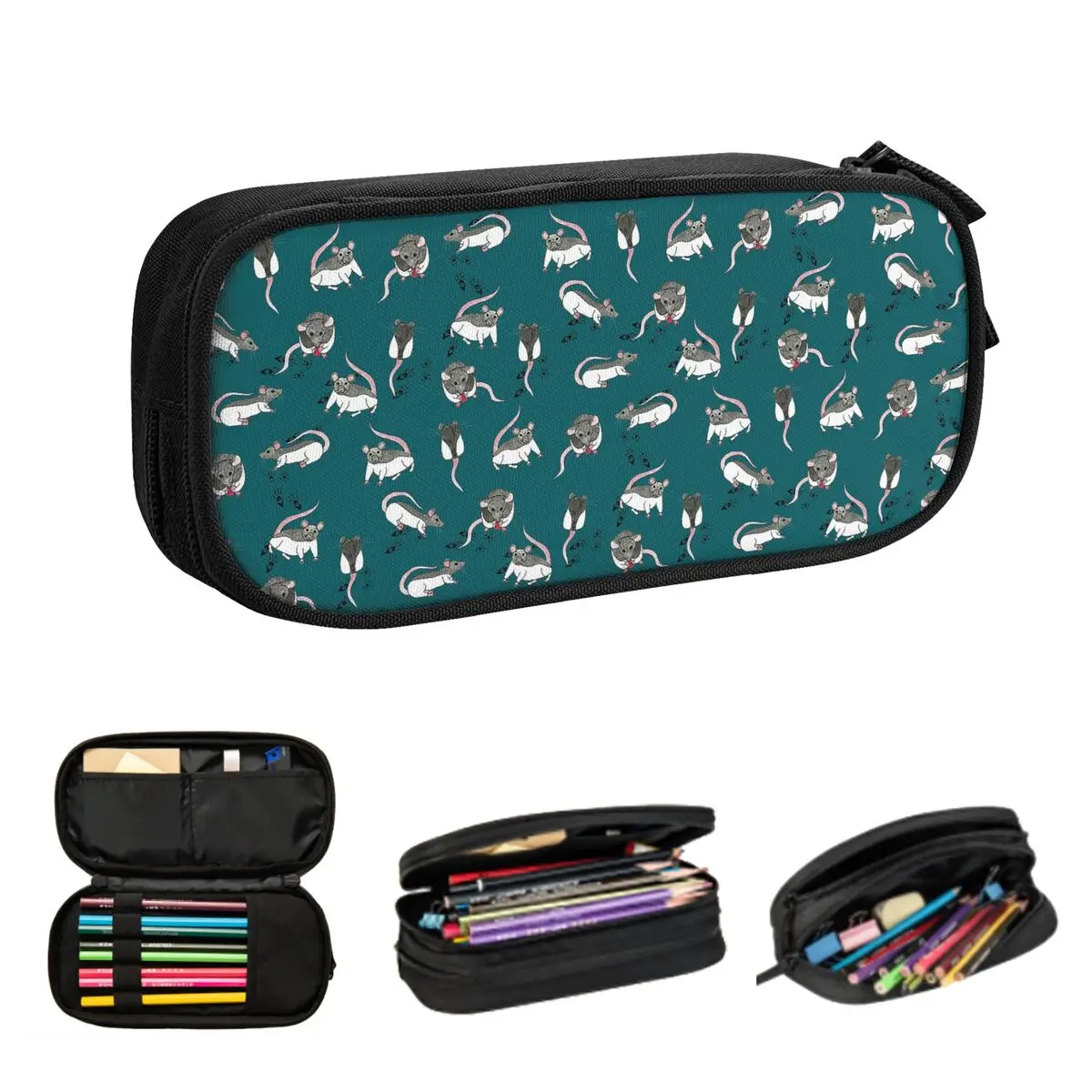 Rats Pencil Cases for Students School Pen Box Pencil Bag Large Storage Pencil Pouch Pen Holder