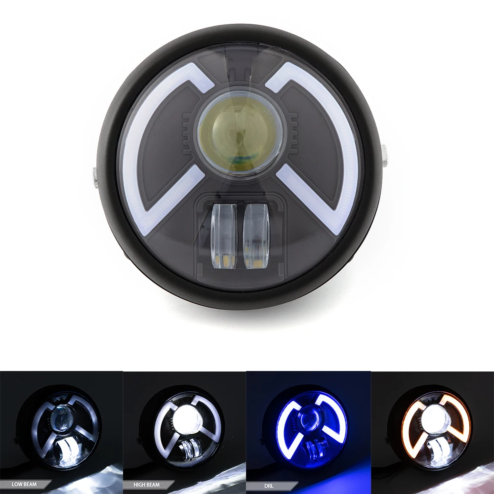 5.75 inch Black LED Headlight Projector High Low Beam Motorcycle 5 3/4