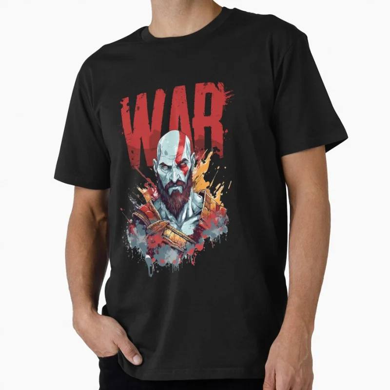 

THE GOD OF WAR Kratos Spartan Graphic Tee Norse mythology Videogame Gift t shirt for man 100% cotton printed All size top S-6XL