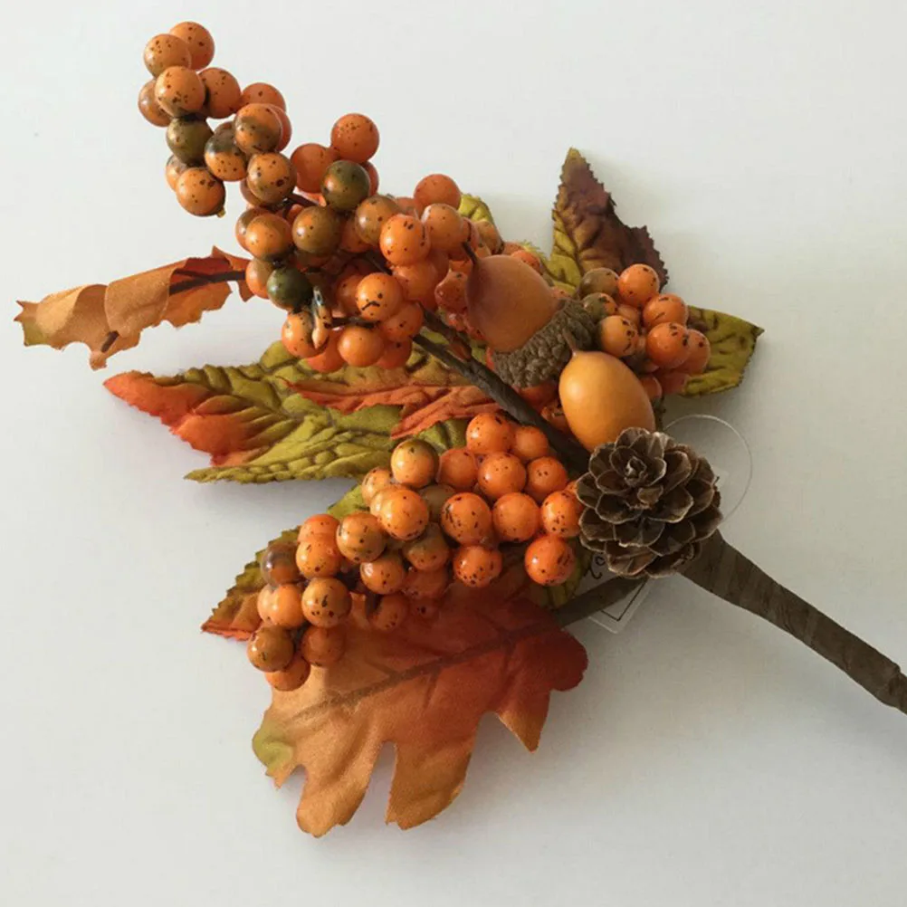 

2Pcs Eye-Catching Fake Maple Leaves Berries Picks Fall Festival Decorations