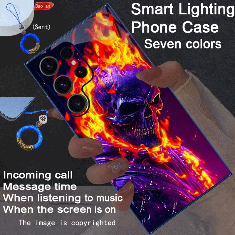 

Colorful Frame LED Flash Phone Case Cover For Samsung S25 S23 S22 S26 Ultra S24 Plus A15 A16 A55 A56 A17 5G Light Luminous Funda
