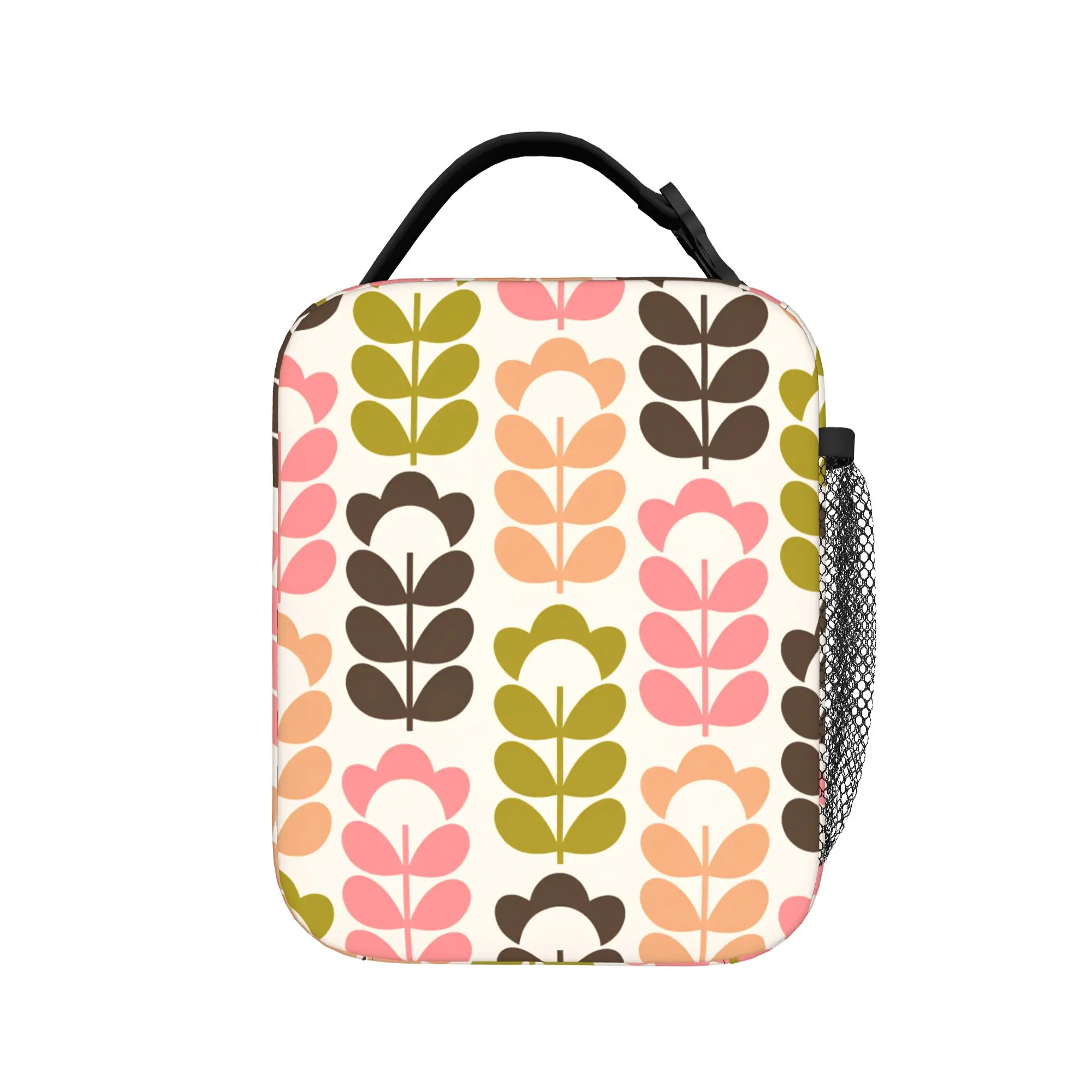 

Abstract Multi Stem Lunch Bag Fun Picnic Lunch Box Graphic Portable Zipper Tote Food Bags
