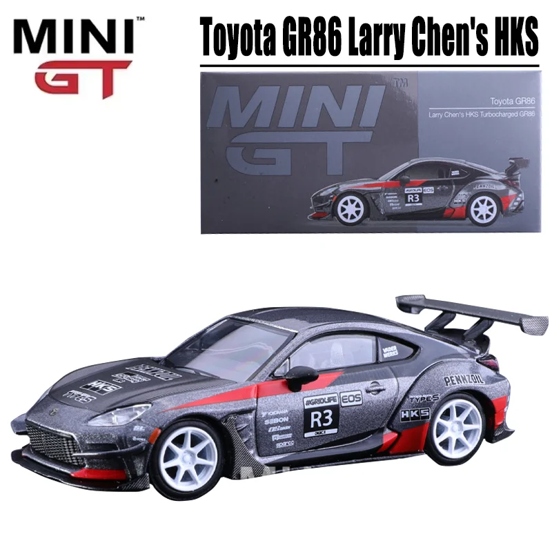 MINIGT escala 1/64 Toyota GR86 Larry Chen's HKS juguete de aleación Diecast Metal modelo regalo