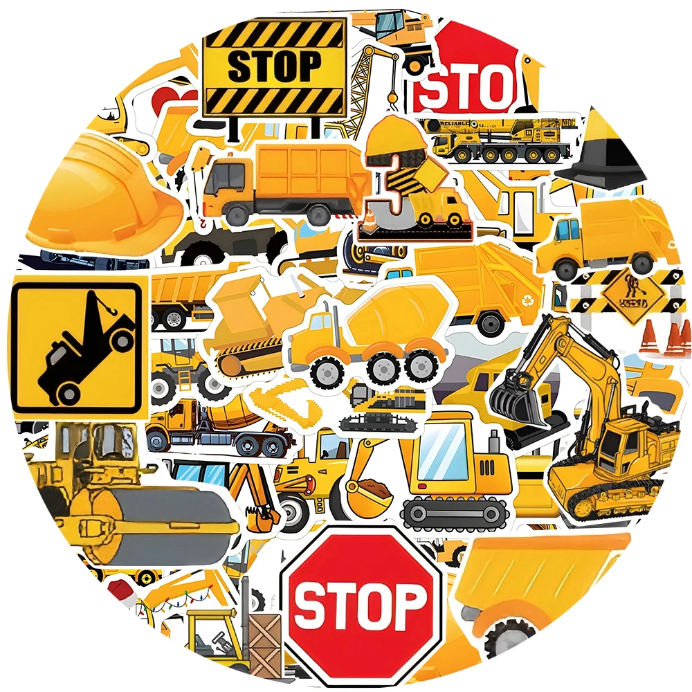 

10/30/50pcs Funny Engineering Vehicle Truck Stickers Cartoon Transportation Decals for Stationery Notebook Graffiti Sticker Toys