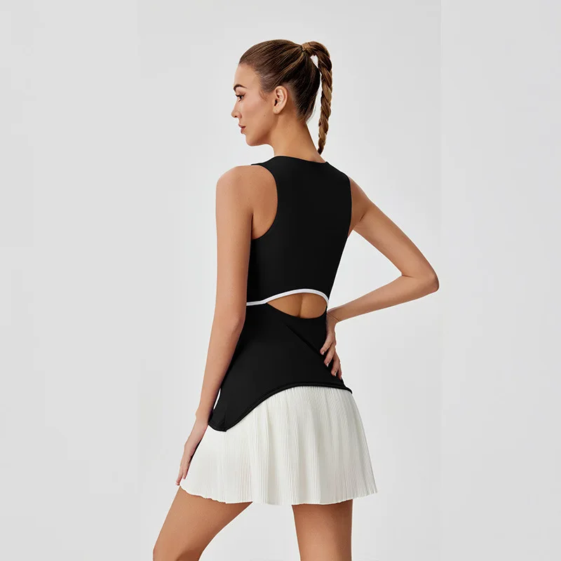 Tennis Pleated Dresses Outwear Cutout Back Summer Quick Dry Sports Outfit Pickle Ball Badminton Clothes 2026