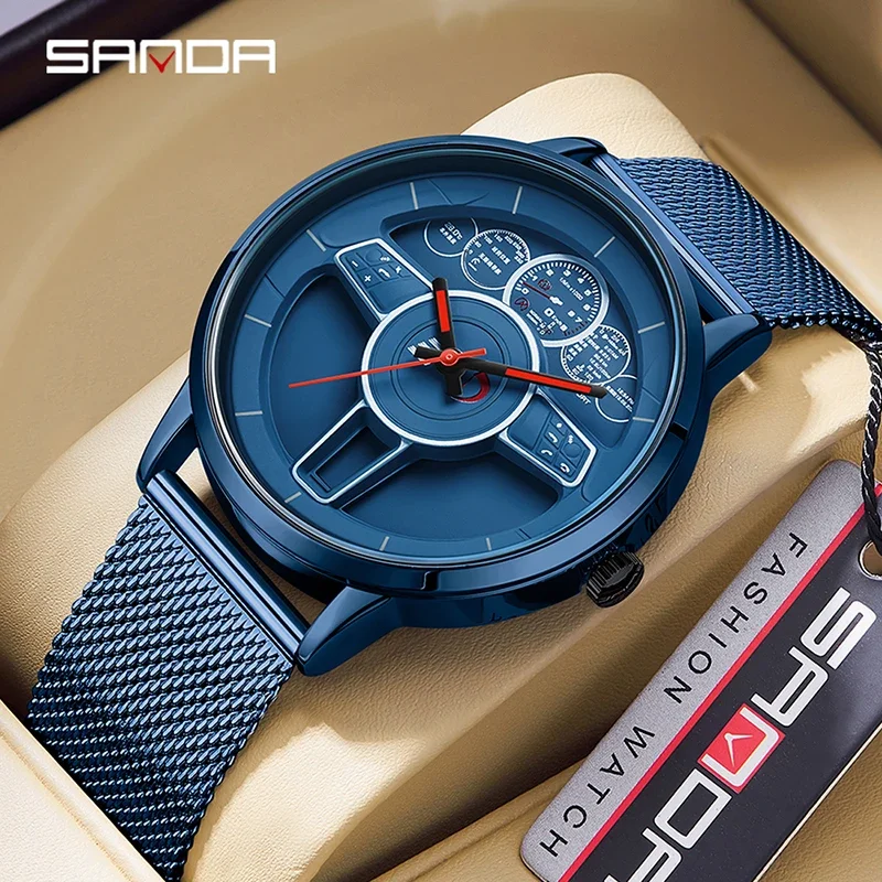 

Sanda 1139 Leisure Fashion Trendy Men's Watch Strap Steel/Mesh Strap Business Simple Waterproof Watch