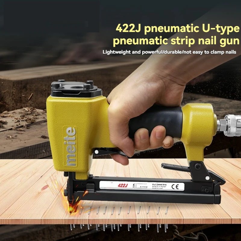

422J Staple Gun Pneumatic Door Type U-Shaped 413J Air Nail Gun Woodworking Special AIR NAILER Pneumatic Tool with Nails