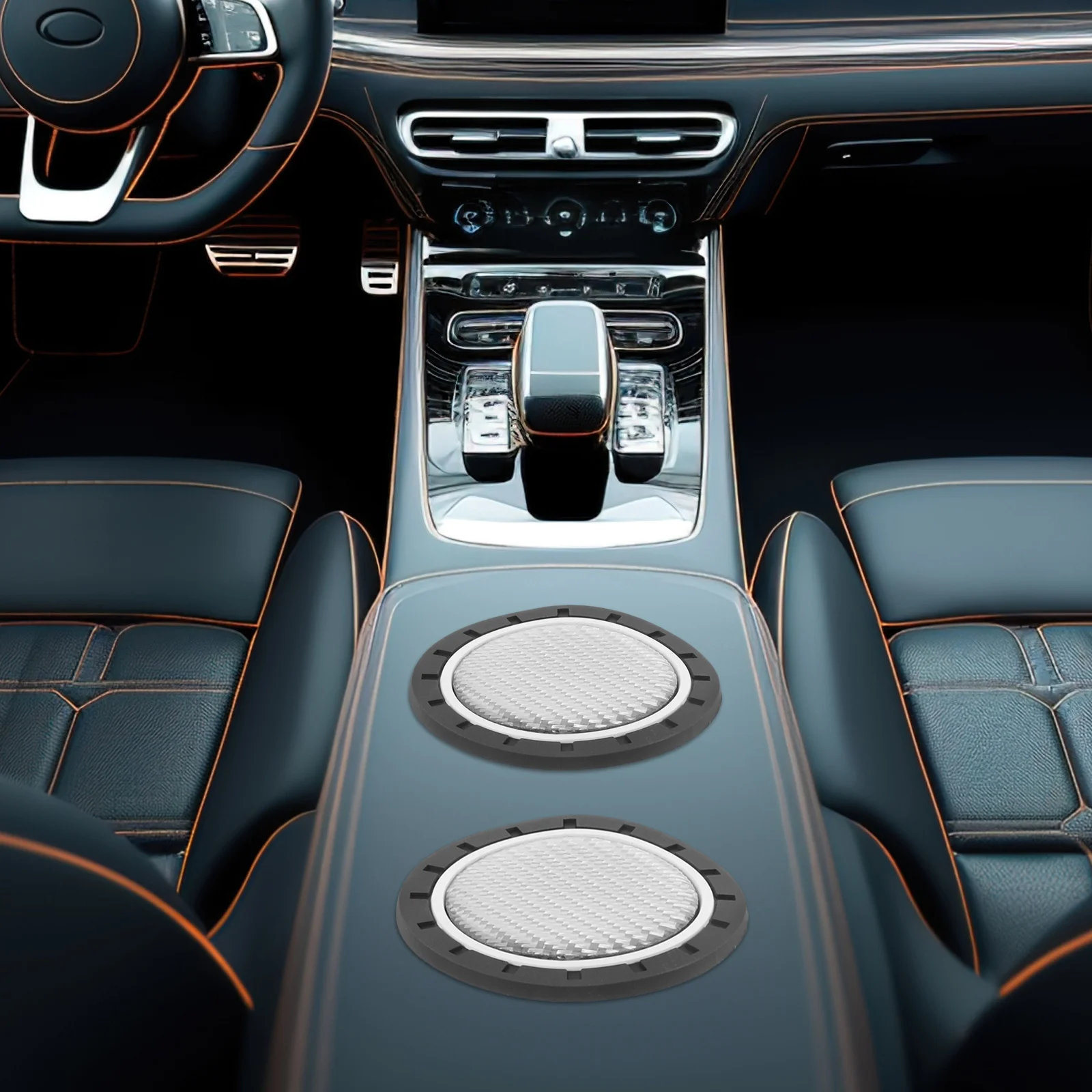 

2Pcs Car Cup Holder Coaster Carbon Fiber Pad Non-Slip Protection Multiple Models Fits Stable Interior Decor Car Cup Coasters