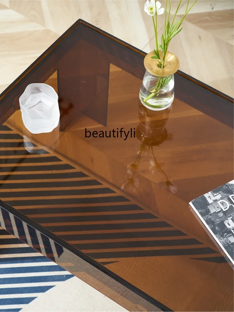 07Nordic Style Simple Coffee Table Modern Minimalist Living Room Home Rectangular Small Table Acrylic Light Luxury Tea Table