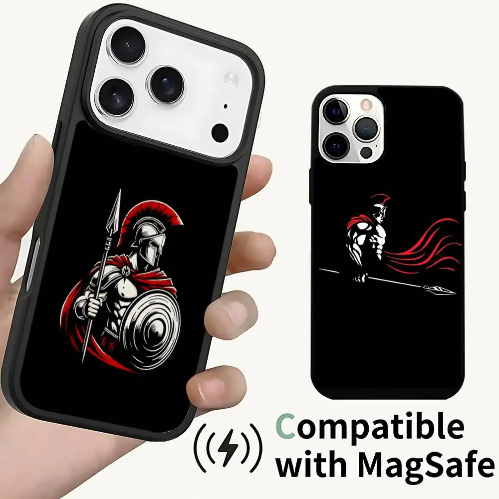

Cool Spartan Phone Case For iPhone 17,16,15,14,13,12,11,Pro,Max,Plus,Mini,SE4,E Magnetic Magsafe Wireless Charging